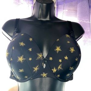 Torrid Curve Black Gold Stars Bra 38DDD BARELY WORN LIKE NEW